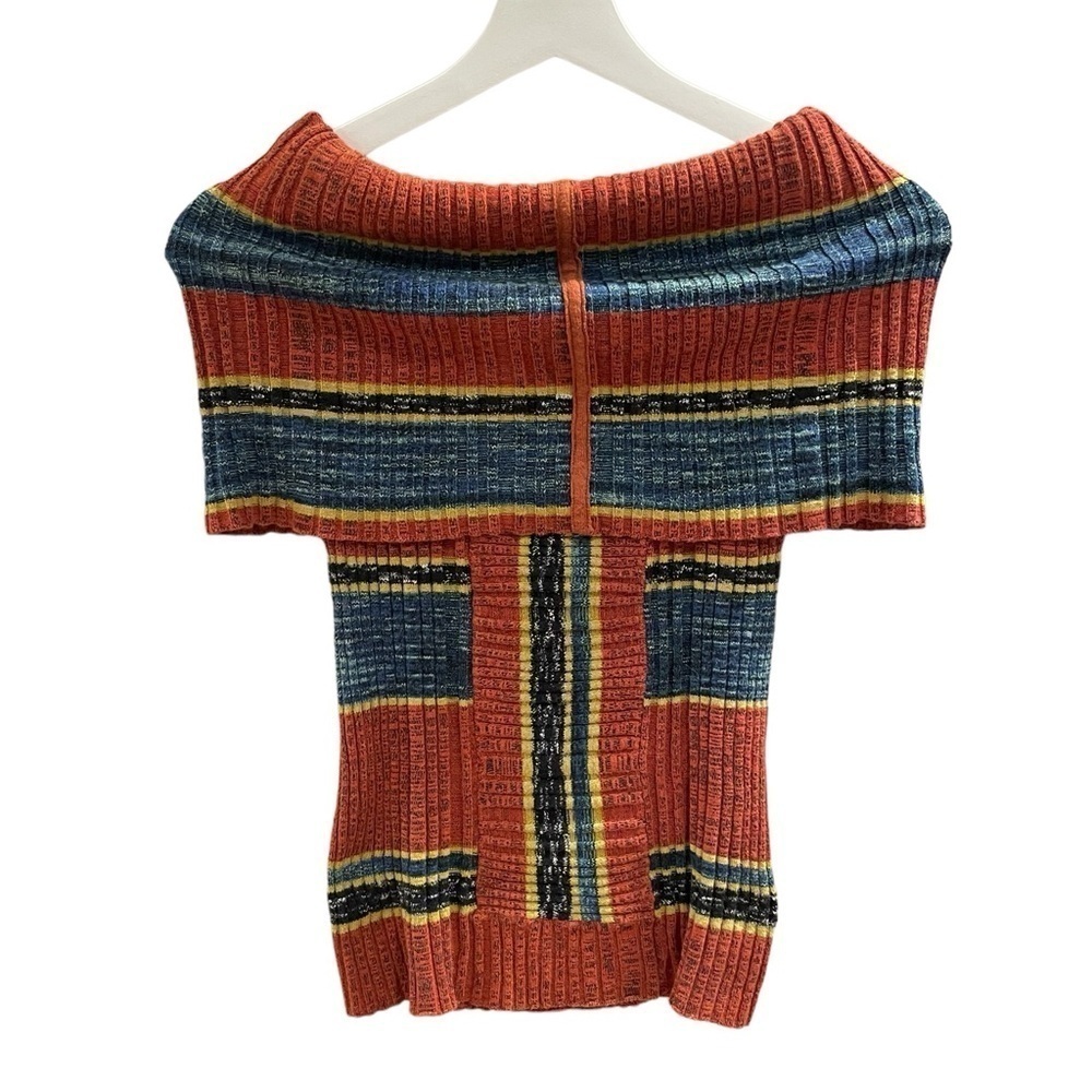 Free People Carly  Cowl Neck Off the Shoulder Sleeveless Stripe Sweater Top - Picture 5 of 6